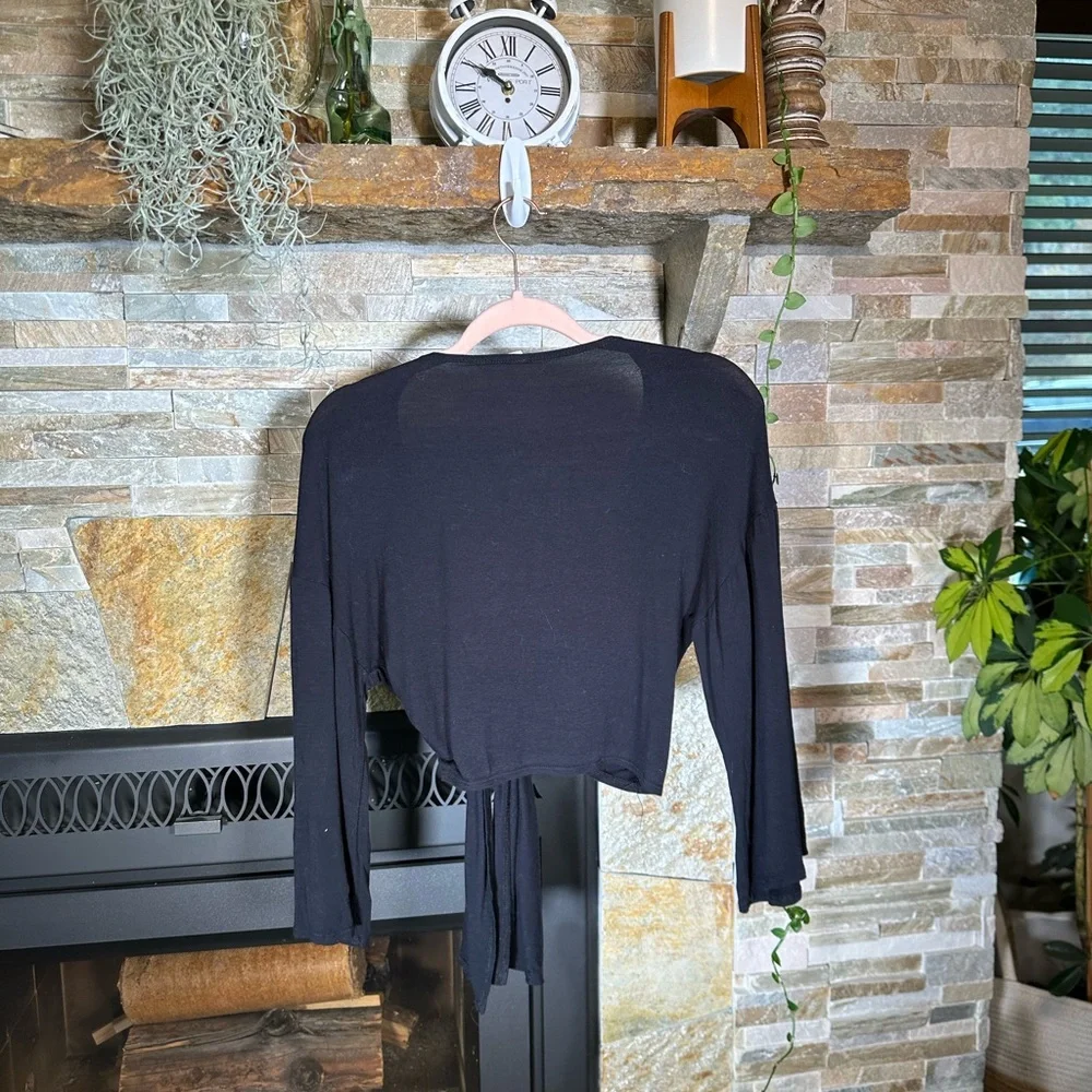 Olivia Rae Black Soft Flowy Front-Tie Cardigan - Casual & Cute! - Picture 6 of 9